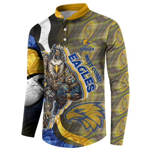 Personalised West Coast Eagles Button Sweatshirt Trippy Psychedelic Abstract Art Mascot Football Fans
