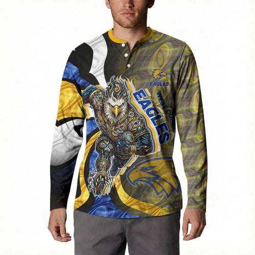 Personalised West Coast Eagles Button Sweatshirt Trippy Psychedelic Abstract Art Mascot Football Fans