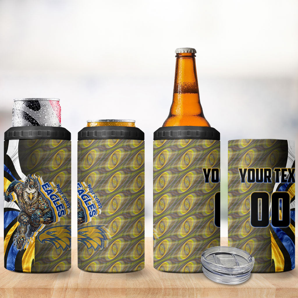 Personalised West Coast Eagles 4 in 1 Can Cooler Tumbler Trippy Psychedelic Abstract Art Mascot Football Fans