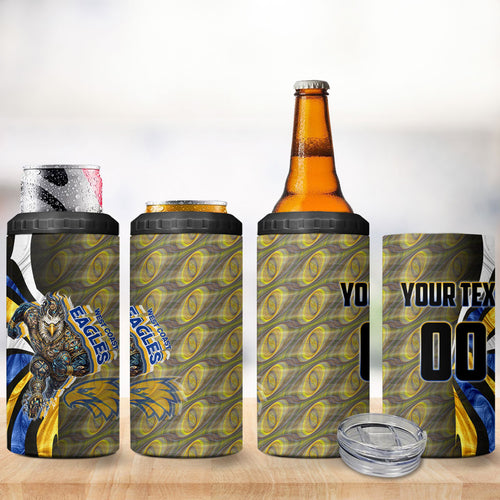 Personalised West Coast Eagles 4 in 1 Can Cooler Tumbler Trippy Psychedelic Abstract Art Mascot Football Fans