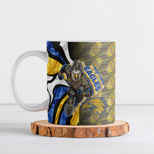 Personalised West Coast Eagles Ceramic Mug Trippy Psychedelic Abstract Art Mascot Football Fans