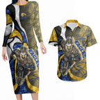 Personalised West Coast Eagles Couples Matching Long Sleeve Bodycon Dress and Hawaiian Shirt Trippy Psychedelic Abstract Art Mascot Football Fans