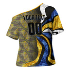 Personalised West Coast Eagles Cross Shoulder Shirt Trippy Psychedelic Abstract Art Mascot Football Fans