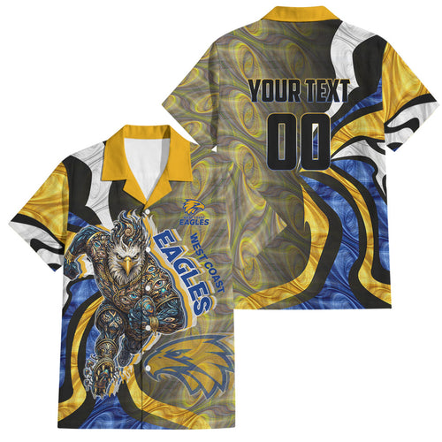 Personalised West Coast Eagles Family Matching Off Shoulder Maxi Dress and Hawaiian Shirt Trippy Psychedelic Abstract Art Mascot Football Fans
