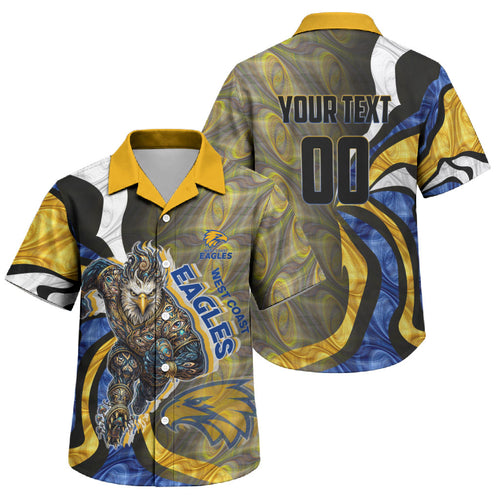 Personalised West Coast Eagles Family Matching Off Shoulder Short Dress and Hawaiian Shirt Trippy Psychedelic Abstract Art Mascot Football Fans