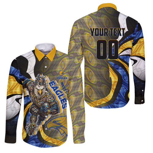 Personalised West Coast Eagles Family Matching Summer Maxi Dress and Hawaiian Shirt Trippy Psychedelic Abstract Art Mascot Football Fans