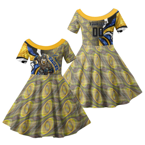 Personalised West Coast Eagles Family Matching Summer Maxi Dress and Hawaiian Shirt Trippy Psychedelic Abstract Art Mascot Football Fans