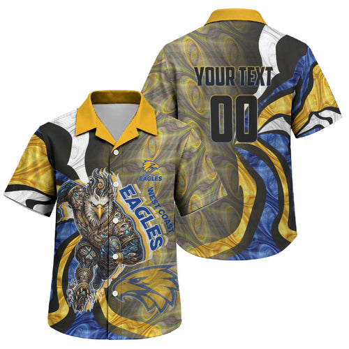 Personalised West Coast Eagles Family Matching Summer Maxi Dress and Hawaiian Shirt Trippy Psychedelic Abstract Art Mascot Football Fans
