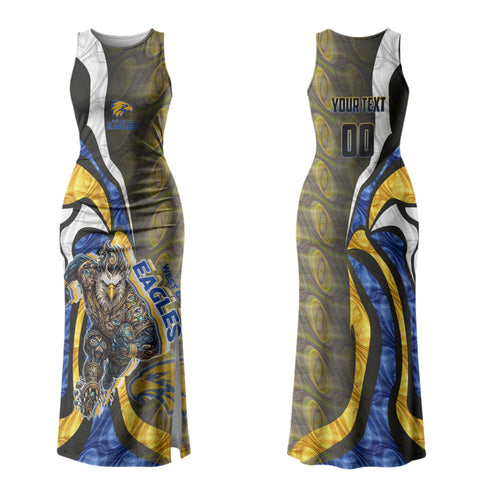 Personalised West Coast Eagles Family Matching Tank Maxi Dress and Hawaiian Shirt Trippy Psychedelic Abstract Art Mascot Football Fans