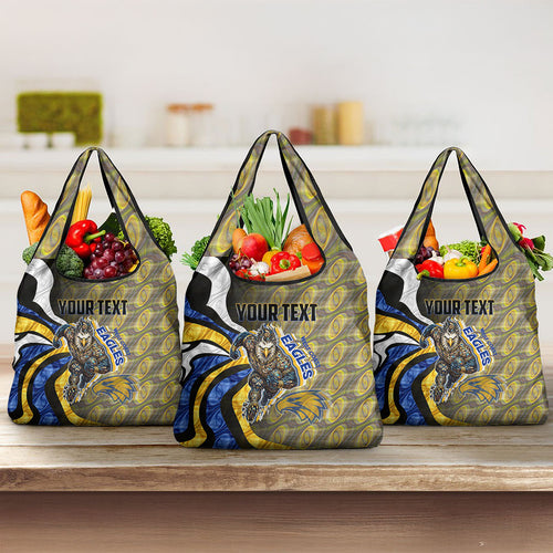 Personalised West Coast Eagles Grocery Bag Trippy Psychedelic Abstract Art Mascot Football Fans