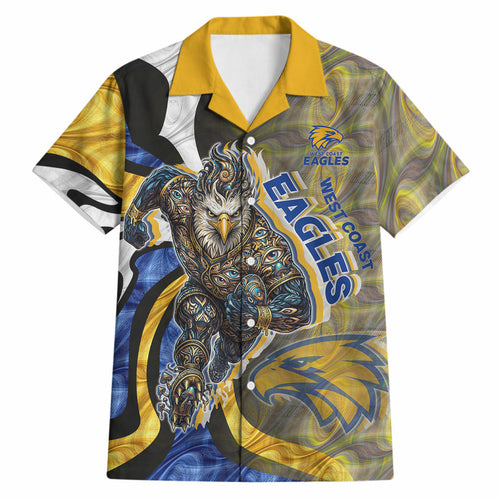 Personalised West Coast Eagles Hawaiian Shirt Trippy Psychedelic Abstract Art Mascot Football Fans