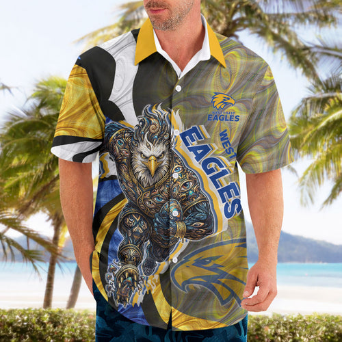 Personalised West Coast Eagles Hawaiian Shirt Trippy Psychedelic Abstract Art Mascot Football Fans