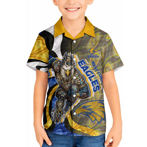 Personalised West Coast Eagles Hawaiian Shirt Trippy Psychedelic Abstract Art Mascot Football Fans