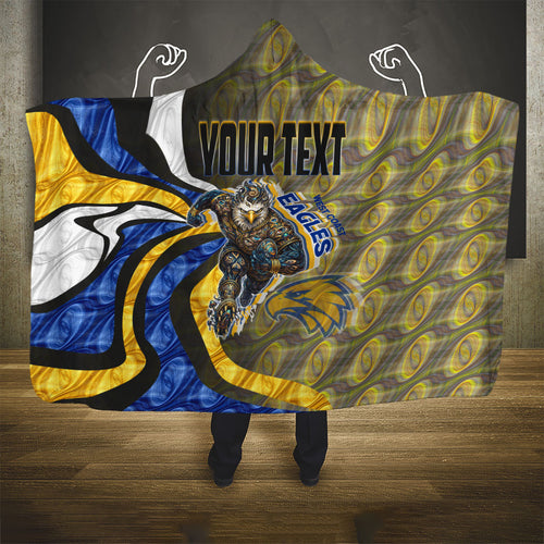 Personalised West Coast Eagles Hooded Blanket Trippy Psychedelic Abstract Art Mascot Football Fans