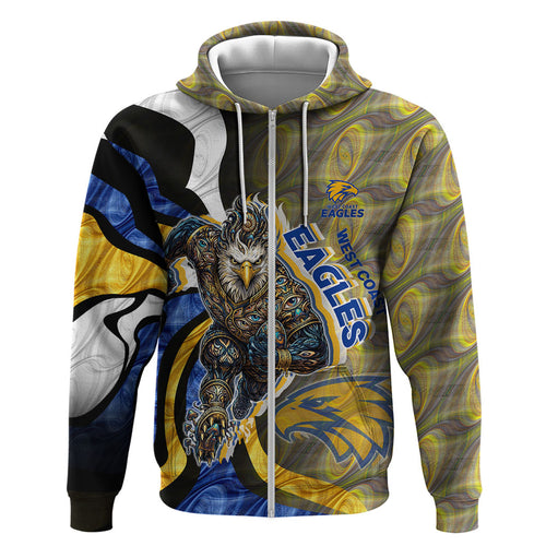 Personalised West Coast Eagles Hoodie Trippy Psychedelic Abstract Art Mascot Football Fans