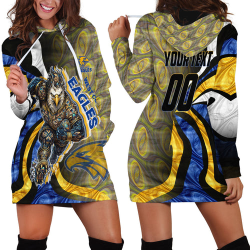 Personalised West Coast Eagles Hoodie Dress Trippy Psychedelic Abstract Art Mascot Football Fans