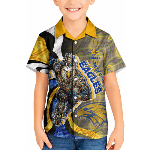 Personalised West Coast Eagles Kid Hawaiian Shirt Trippy Psychedelic Abstract Art Mascot Football Fans