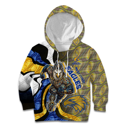 Personalised West Coast Eagles Kid Hoodie Trippy Psychedelic Abstract Art Mascot Football Fans