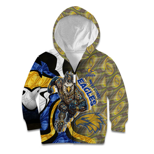 Personalised West Coast Eagles Kid Hoodie Trippy Psychedelic Abstract Art Mascot Football Fans