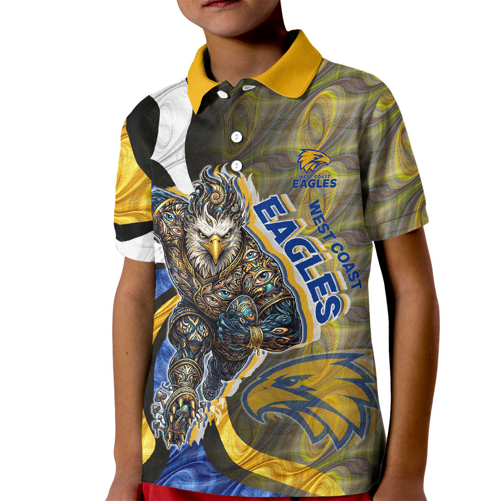 Personalised West Coast Eagles Kid Polo Shirt Trippy Psychedelic Abstract Art Mascot Football Fans