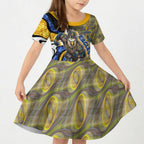 Personalised West Coast Eagles Kid Short Sleeve Dress Trippy Psychedelic Abstract Art Mascot Football Fans