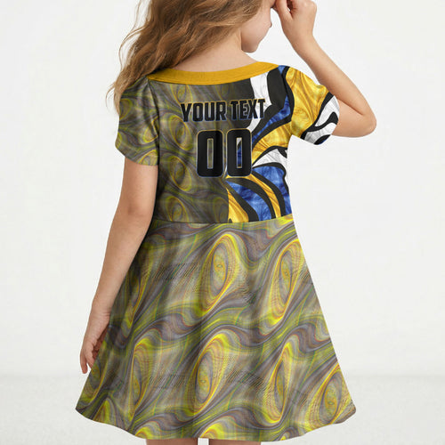 Personalised West Coast Eagles Kid Short Sleeve Dress Trippy Psychedelic Abstract Art Mascot Football Fans