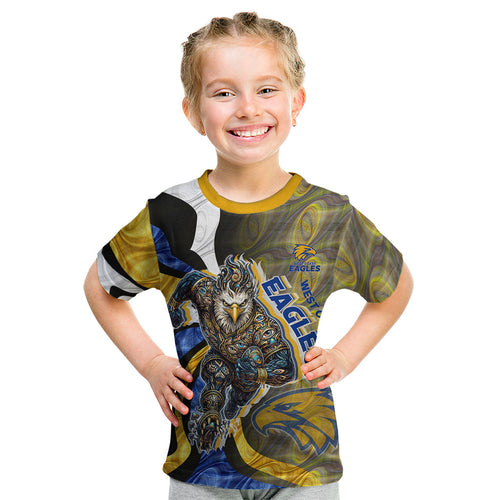 Personalised West Coast Eagles Kid T Shirt Trippy Psychedelic Abstract Art Mascot Football Fans