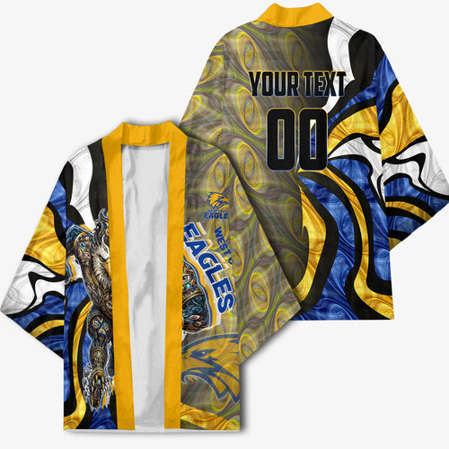 Personalised West Coast Eagles Kimono Trippy Psychedelic Abstract Art Mascot Football Fans