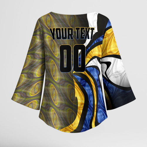 Personalised West Coast Eagles Kimono Sleeve Blouse Trippy Psychedelic Abstract Art Mascot Football Fans