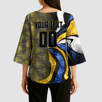 Personalised West Coast Eagles Kimono Sleeve Blouse Trippy Psychedelic Abstract Art Mascot Football Fans