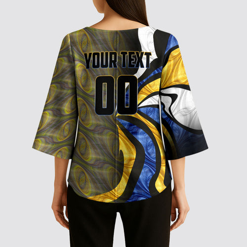 Personalised West Coast Eagles Kimono Sleeve Blouse Trippy Psychedelic Abstract Art Mascot Football Fans
