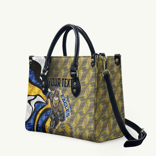 Personalised West Coast Eagles Leather Bag Trippy Psychedelic Abstract Art Mascot Football Fans