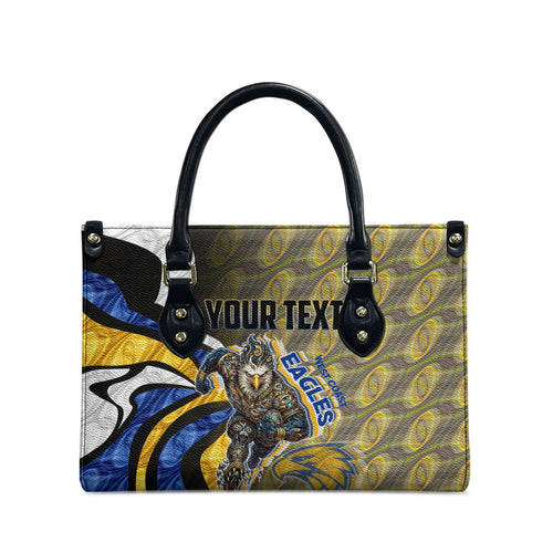 Personalised West Coast Eagles Leather Bag Trippy Psychedelic Abstract Art Mascot Football Fans