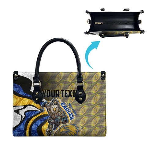 Personalised West Coast Eagles Leather Bag Trippy Psychedelic Abstract Art Mascot Football Fans