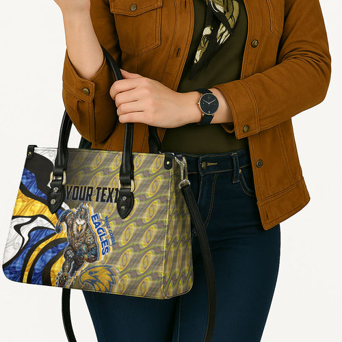 Personalised West Coast Eagles Leather Bag Trippy Psychedelic Abstract Art Mascot Football Fans