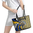Personalised West Coast Eagles Leather Tote Bag Trippy Psychedelic Abstract Art Mascot Football Fans