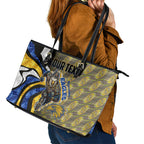 Personalised West Coast Eagles Leather Tote Bag Trippy Psychedelic Abstract Art Mascot Football Fans