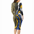 Personalised West Coast Eagles Long Sleeve Bodycon Dress Trippy Psychedelic Abstract Art Mascot Football Fans