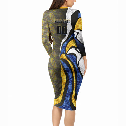 Personalised West Coast Eagles Long Sleeve Bodycon Dress Trippy Psychedelic Abstract Art Mascot Football Fans