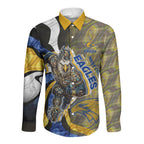 Personalised West Coast Eagles Long Sleeve Button Shirt Trippy Psychedelic Abstract Art Mascot Football Fans