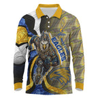 Personalised West Coast Eagles Long Sleeve Polo Shirt Trippy Psychedelic Abstract Art Mascot Football Fans