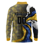 Personalised West Coast Eagles Long Sleeve Polo Shirt Trippy Psychedelic Abstract Art Mascot Football Fans