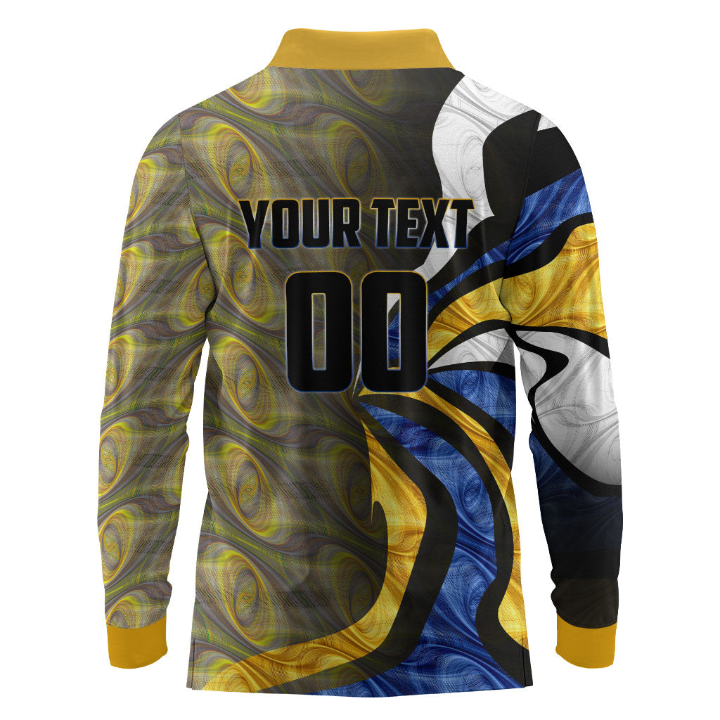 Personalised West Coast Eagles Long Sleeve Polo Shirt Trippy Psychedelic Abstract Art Mascot Football Fans