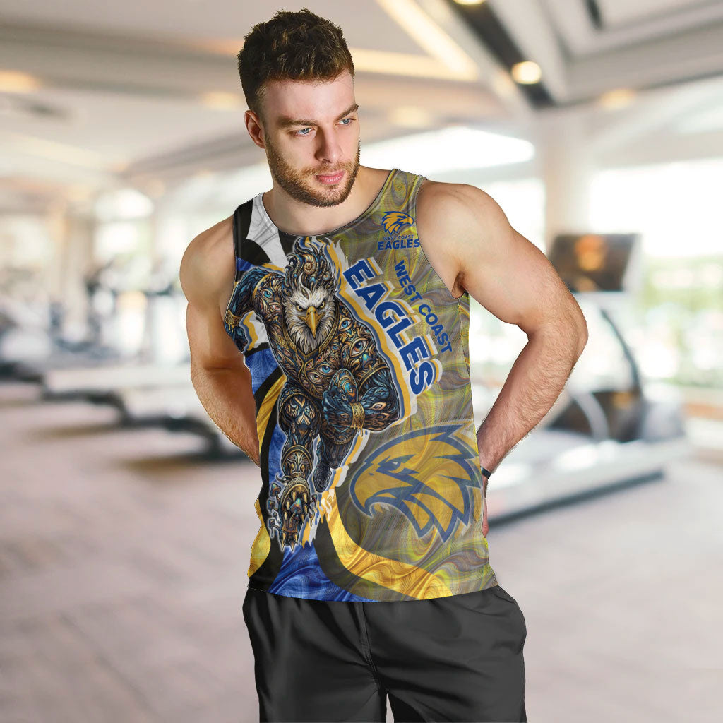 Personalised West Coast Eagles Men Tank Top Trippy Psychedelic Abstract Art Mascot Football Fans