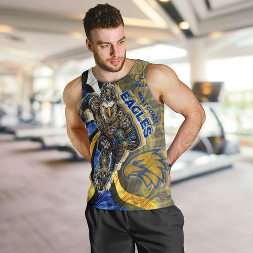Personalised West Coast Eagles Men Tank Top Trippy Psychedelic Abstract Art Mascot Football Fans