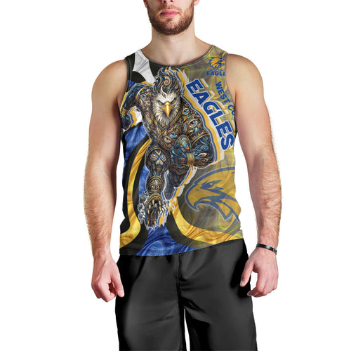 Personalised West Coast Eagles Men Tank Top Trippy Psychedelic Abstract Art Mascot Football Fans