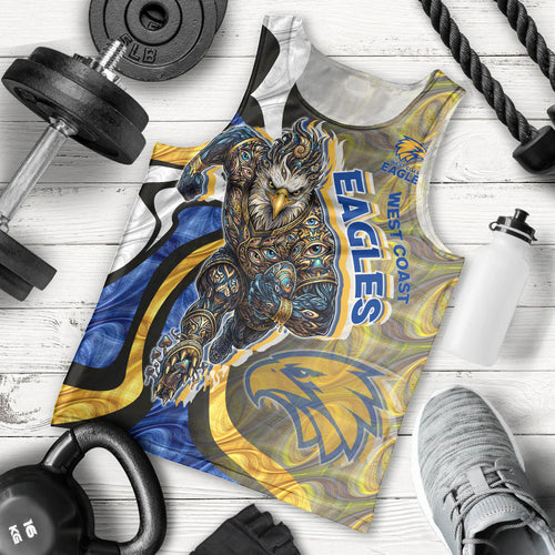 Personalised West Coast Eagles Men Tank Top Trippy Psychedelic Abstract Art Mascot Football Fans