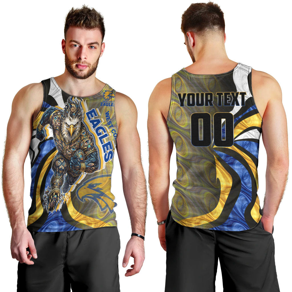 Personalised West Coast Eagles Men Tank Top Trippy Psychedelic Abstract Art Mascot Football Fans