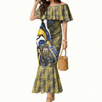 Personalised West Coast Eagles Mermaid Dress Trippy Psychedelic Abstract Art Mascot Football Fans