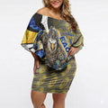 Personalised West Coast Eagles Off Shoulder Short Dress Trippy Psychedelic Abstract Art Mascot Football Fans